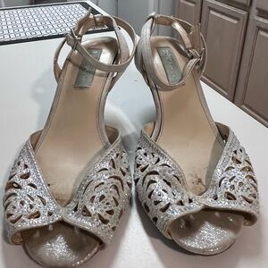 Blue by Betsey Johnson Silver Women's Sandal Heels